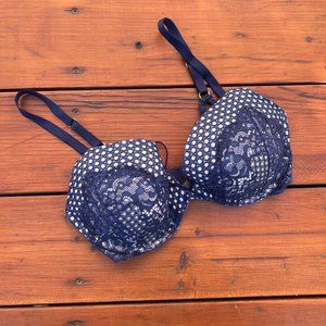 Victoria's Secret Blue & White Lace Very Sexy Push-Up Bra